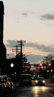 Moody Urban City Street Sunset View Phone Wallpaper