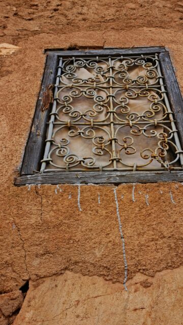 Rustic Wrought Iron Window Frame Texture Close-Up Wallpaper