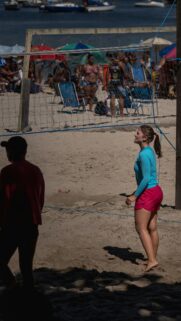 Beach Volleyball Player Focused on the Game Mobile Wallpaper