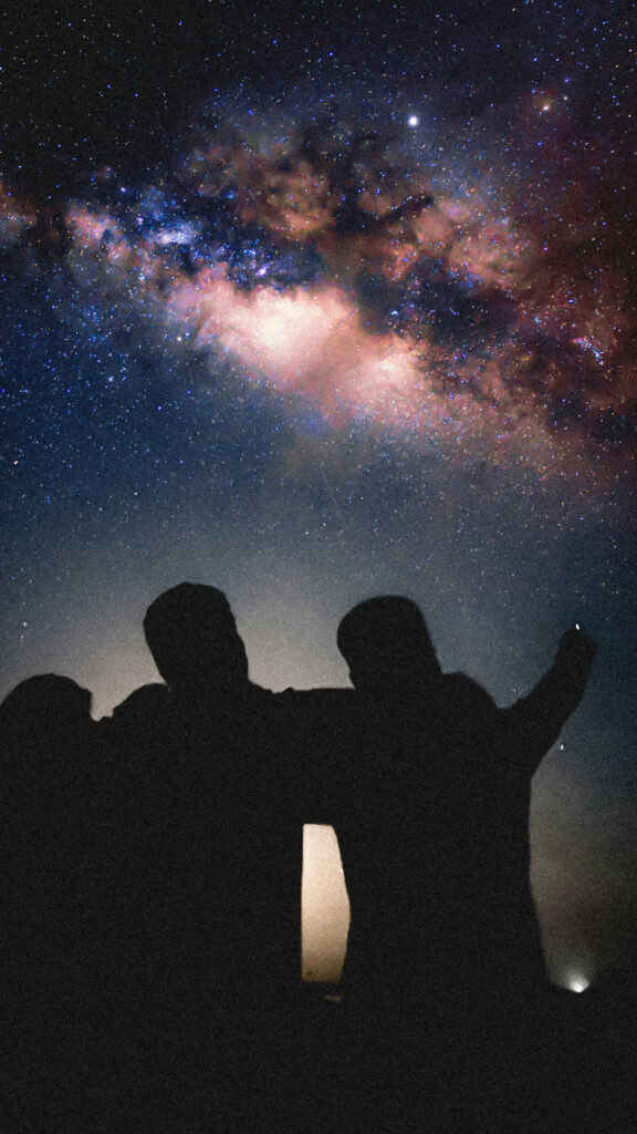 Celestial Galaxy Stargazing Silhouette Spiritual Energy Manifestation Wallpaper
