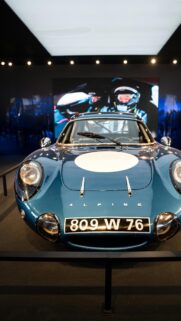 Vintage Alpine Racing Car Front View Mobile Wallpaper