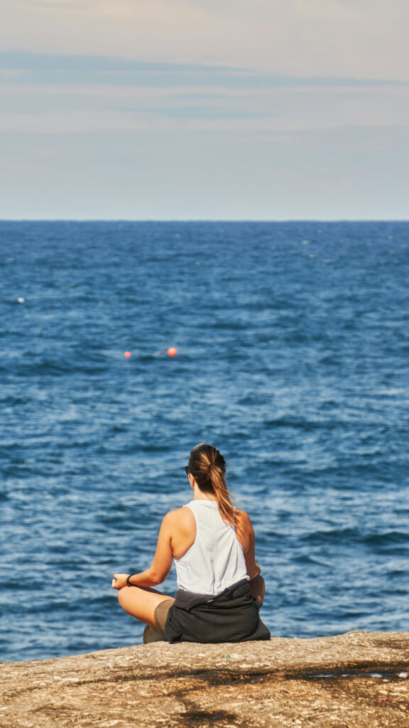 Zen Mindfulness and Ocean Meditation Spiritual Energy Aesthetic Wallpaper