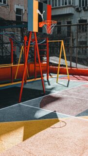 Vibrant Urban Basketball Court Playground Art Mobile Wallpaper