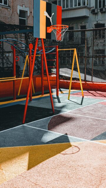 Vibrant Urban Basketball Court Playground Art Mobile Wallpaper