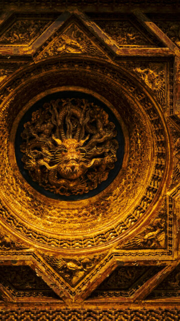 Golden Imperial Dragon Mandala Spiritual Energy Symbol Wallpaper