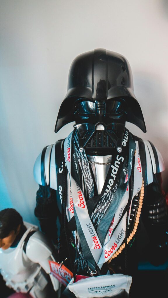 Darth Vader Cosplay with Coors Light and Supreme Accessories Wallpaper