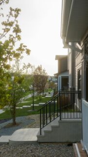 Sunlit Suburban Neighborhood Architectural View Phone Wallpaper