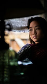 Melancholic Asian Woman Looking Out Window Aesthetic Mobile Wallpaper