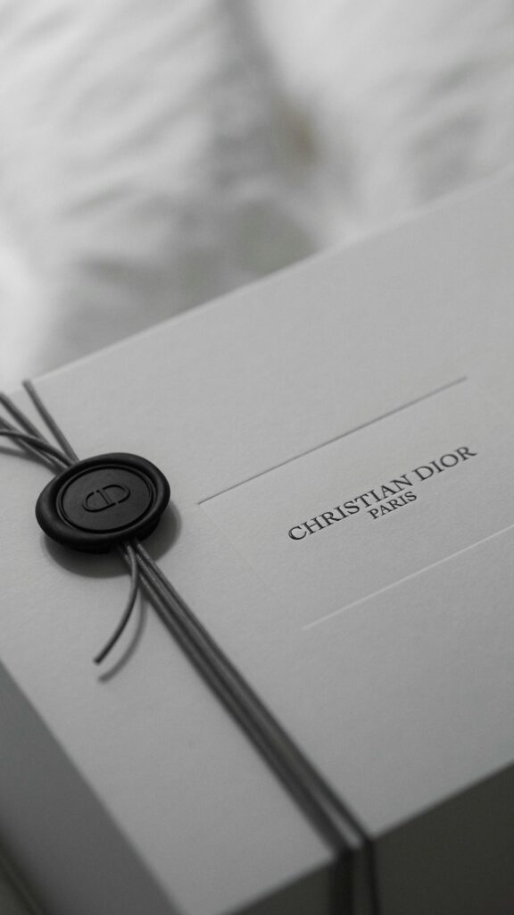 Elegant Christian Dior Gift Box with Black Wax Seal Wallpaper