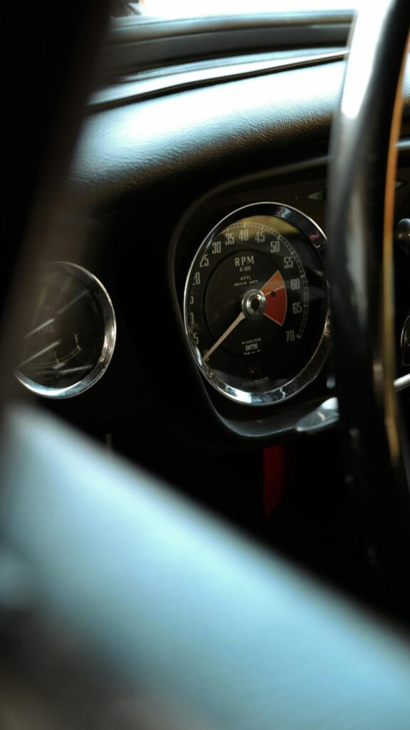 Vintage Classic Car Dashboard Interior Detail Phone Wallpaper
