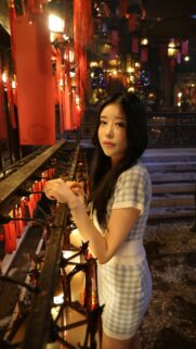 Beautiful Asian Girl at Traditional Temple Lantern Shrine Wallpaper