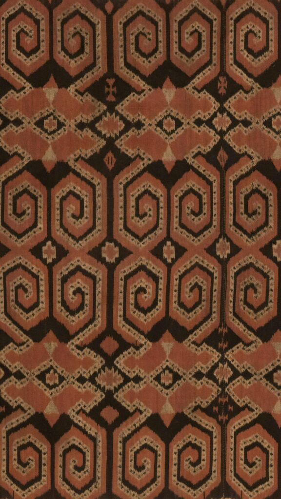Abstract Geometric Ikat Pattern Brown and Black Ethnic Textile Wallpaper
