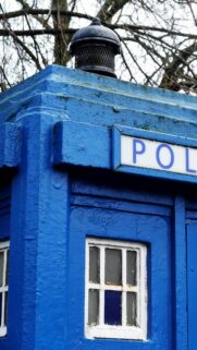 Iconic British Blue Police Box Close-up Phone Wallpaper