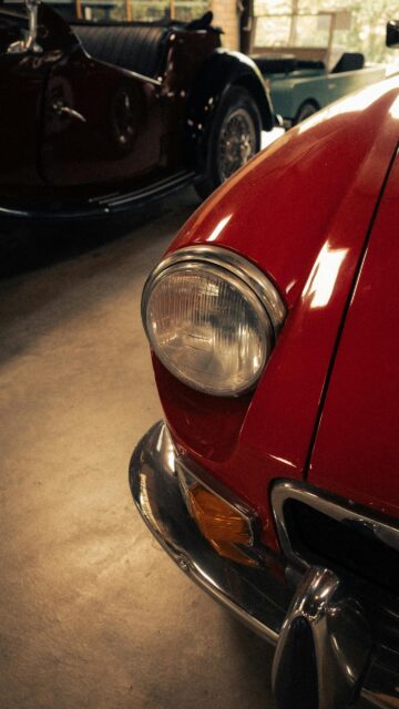 Classic Red Vintage Sports Car Headlight Detail Phone Wallpaper