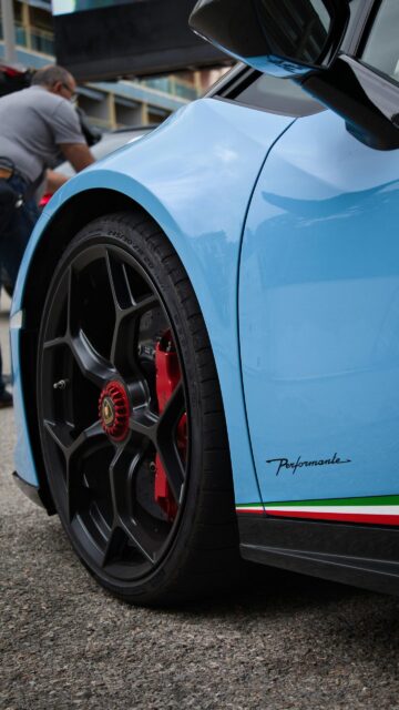 Lamborghini Huracan Performante Blue Sports Car Closeup Wallpaper