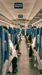 Cinematic Train Interior Perspective Travel Mobile Phone Wallpaper
