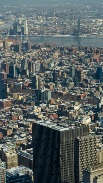 Breathtaking Aerial View of New York City Winter Skyline Wallpaper