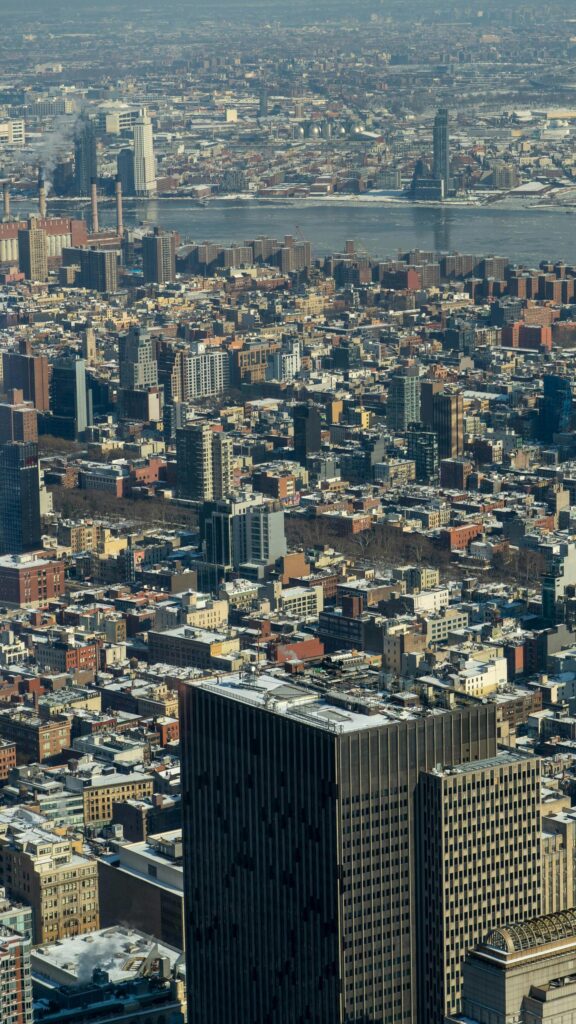 Breathtaking Aerial View of New York City Winter Skyline Wallpaper