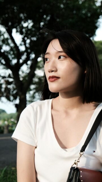 Beautiful Young Asian Woman Outdoor Portrait Mobile Wallpaper