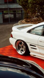 Stanced Toyota MR2 White JDM Sports Car Phone Wallpaper