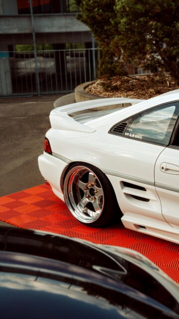 Stanced Toyota MR2 White JDM Sports Car Phone Wallpaper