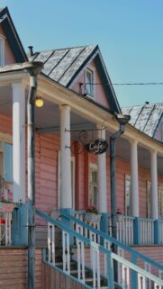 Charming Pink Wooden Cafe House Porch Aesthetic Mobile Wallpaper
