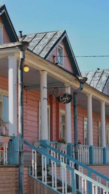 Charming Pink Wooden Cafe House Porch Aesthetic Mobile Wallpaper