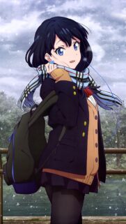 Anime Girl in Winter Scarf High Quality Mobile Wallpaper