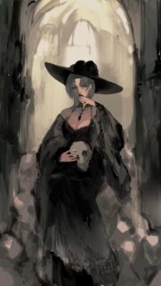 Gothic Witch with Skull Dark Fantasy Art Mobile Wallpaper