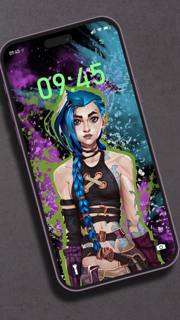 A closer look at Jinx League of Legends Arcane Aesthetic Mobile Wallpaper — strong contrast, clear shapes and just enough atmosphere for a daily wallpaper.
