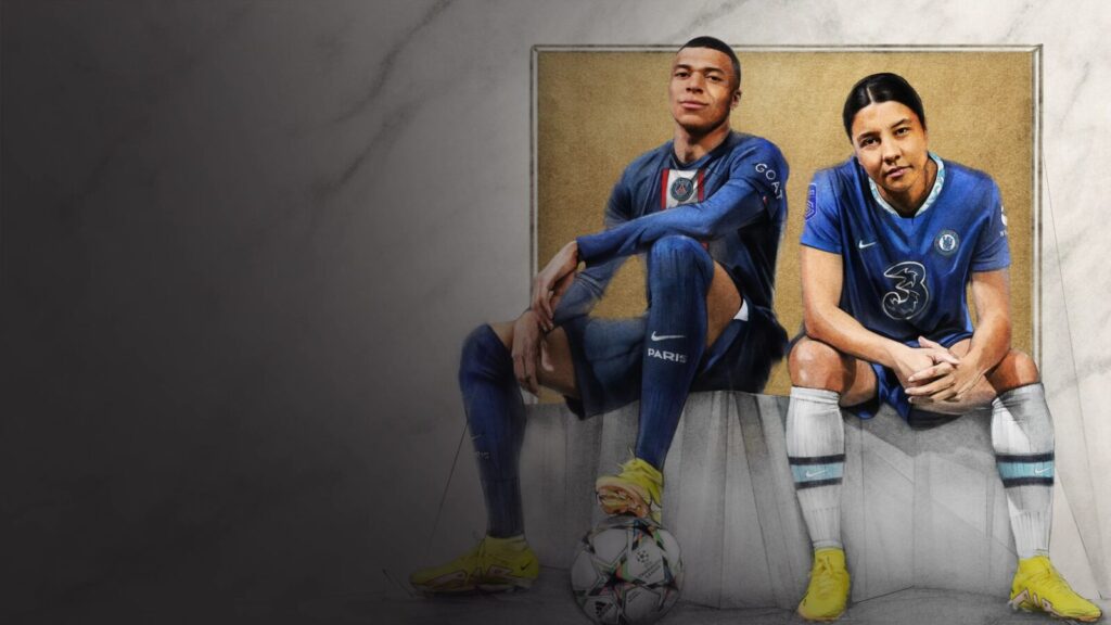 Kylian Mbappé and Sam Kerr EA Sports FC 24 Desktop Wallpaper turns a simple moment into something cinematic. This one works especially well on a dark lock screen.