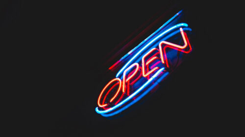 Open, Neon Inscription Wallpapers Free Download
