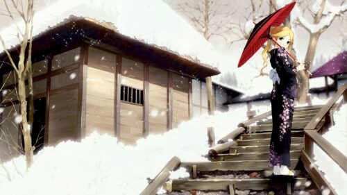 Anime, Geisha, Kimono, Winter, Walk Wallpapers Free Download