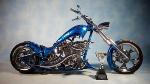 Chopper, Bike, Blue, Airbrush Wallpapers Free Download