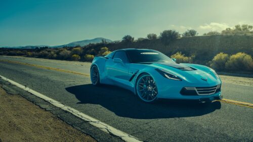 Forgiato Corvette, Chevrolet, Blue, Side View HD Wallpapers For Desktop