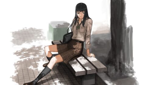Girl, Brunette, Bench, Park HD Wallpapers