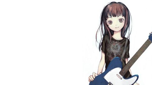 Girl, Brunette, Cute, Guitar, Smiling HD Wallpapers