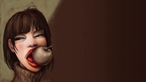 Girl, Drawing, Food, Emotions Free Wallpapers Download