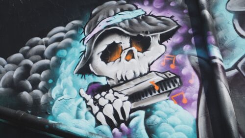 Graffiti, Skeleton, Music Desktop HD Wallpapers Free Download