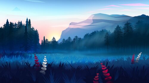 Lawn, Forest, Mountains Great Wallpapers Download