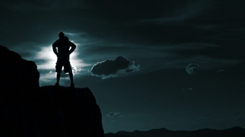 Male, Top, Silhouette, Sky, Clouds Free Wallpapers Download