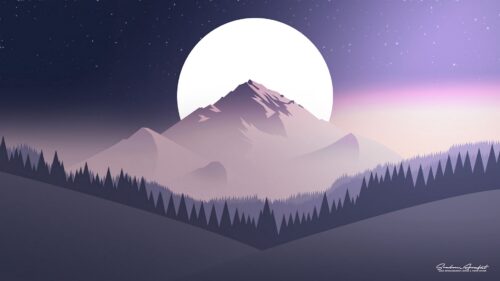 Mountains, Moon, Forest Free HD Wallpapers Download