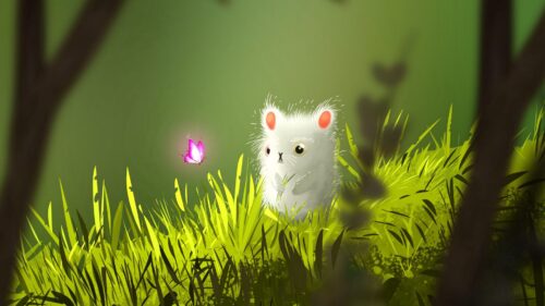 Mouse, Butterfly, Grass Free HD Wallpapers Download