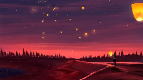 Night, Lanterns, Lights Wallpapers Free Download