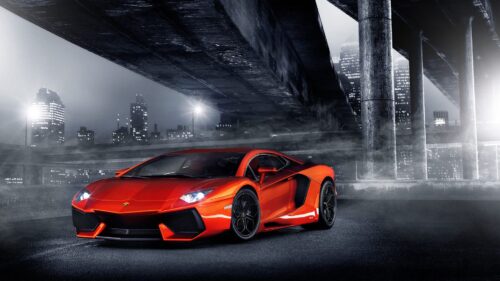 Night Lights, Aventador, Columns Wallpapers Free Download