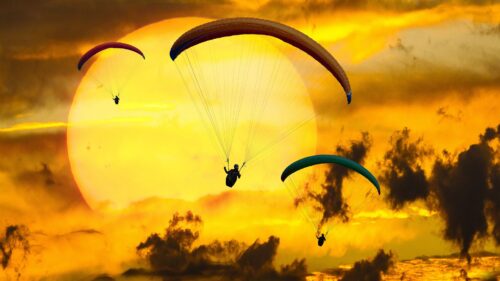 Paraglider, Paragliding, Clouds HD Wallpapers Free Download