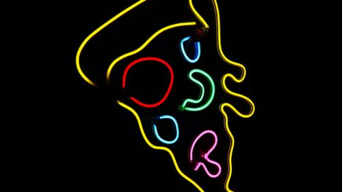 Pizza, Slice, Neon Wallpapers Free Download