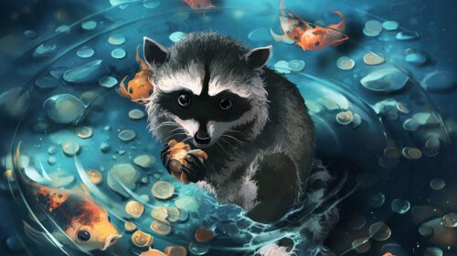 Raccoon, Art, Coins HD Wallpapers Free Download