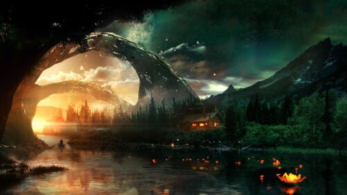 River, House, Art HD Wallpapers Free Download