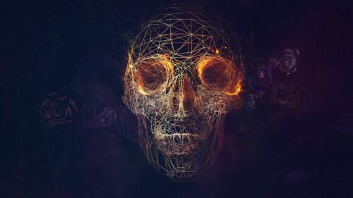 Skull, Lines, Roses, Geometry 4K Desktop Wallpapers Free Download